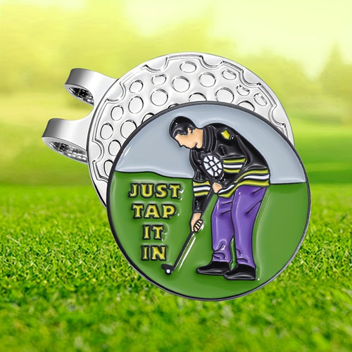 1pc "Just Tap It In " Funny Durable Magnetic Golf Hat Clip, with Removable Ball Marker, Perfect Golf Accessory for Golfer Men Or Women