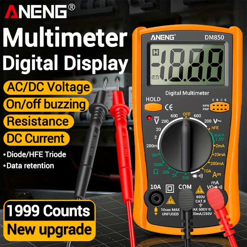 ANENG DM850 Electrical professional testing digital multimeter high-precision display small household automatic professional 1999 counting automatic AC/ DC voltage tester ohm current ammeter detector tools No battery