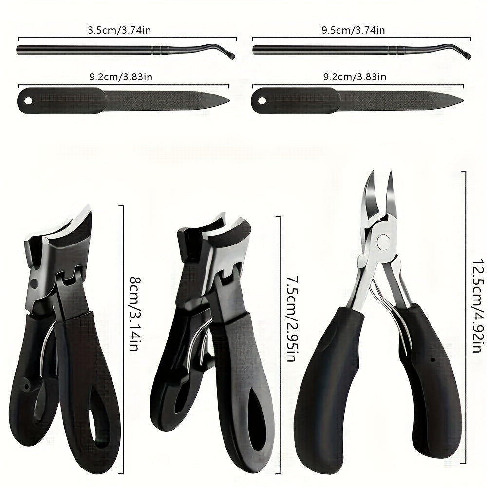 7pcs Collection of Robust Nail Clippers Designed for Elderly Users - Features a Wide Plier Opening for Clipping Thick Toenails, Ideal for Ingrown Nails, Includes Professional-Grade Heavy-Duty Nail Scissors, Perfect for Men And Seniors